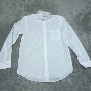 Calvin Klein Men’s White Stretch Dress Shirt M 15-15.5 Regular Fit a0961